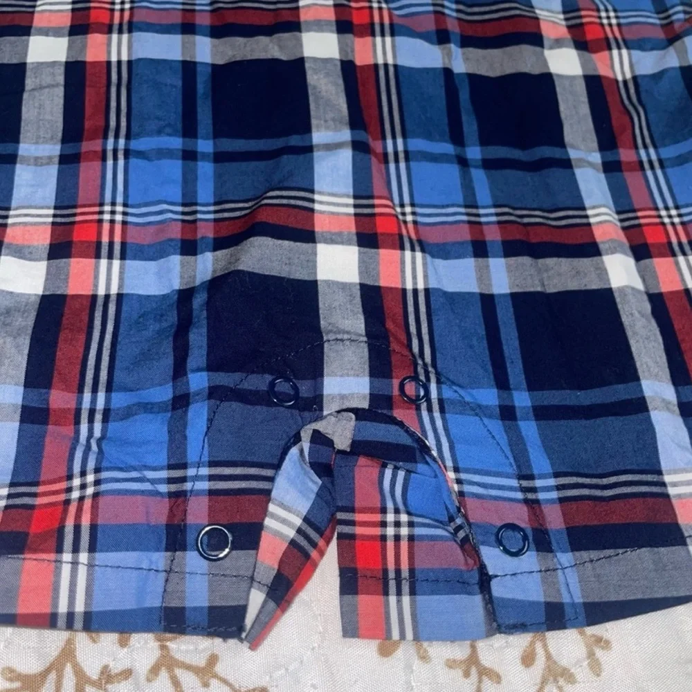 NWT Janie and Jack baby plaid collared button up onesie jumper 6-12 months blue - Picture 6 of 7